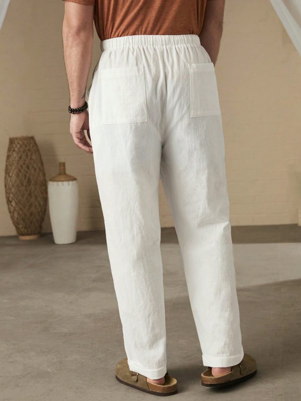 Men Solid Color Drawstring Daily Casual Pants
