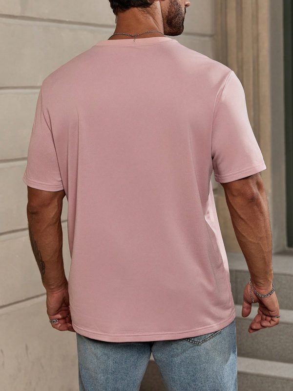Men T-Shirts Fit Crew Neck Short Sleeve Basic Tee Casual Summer Polyester