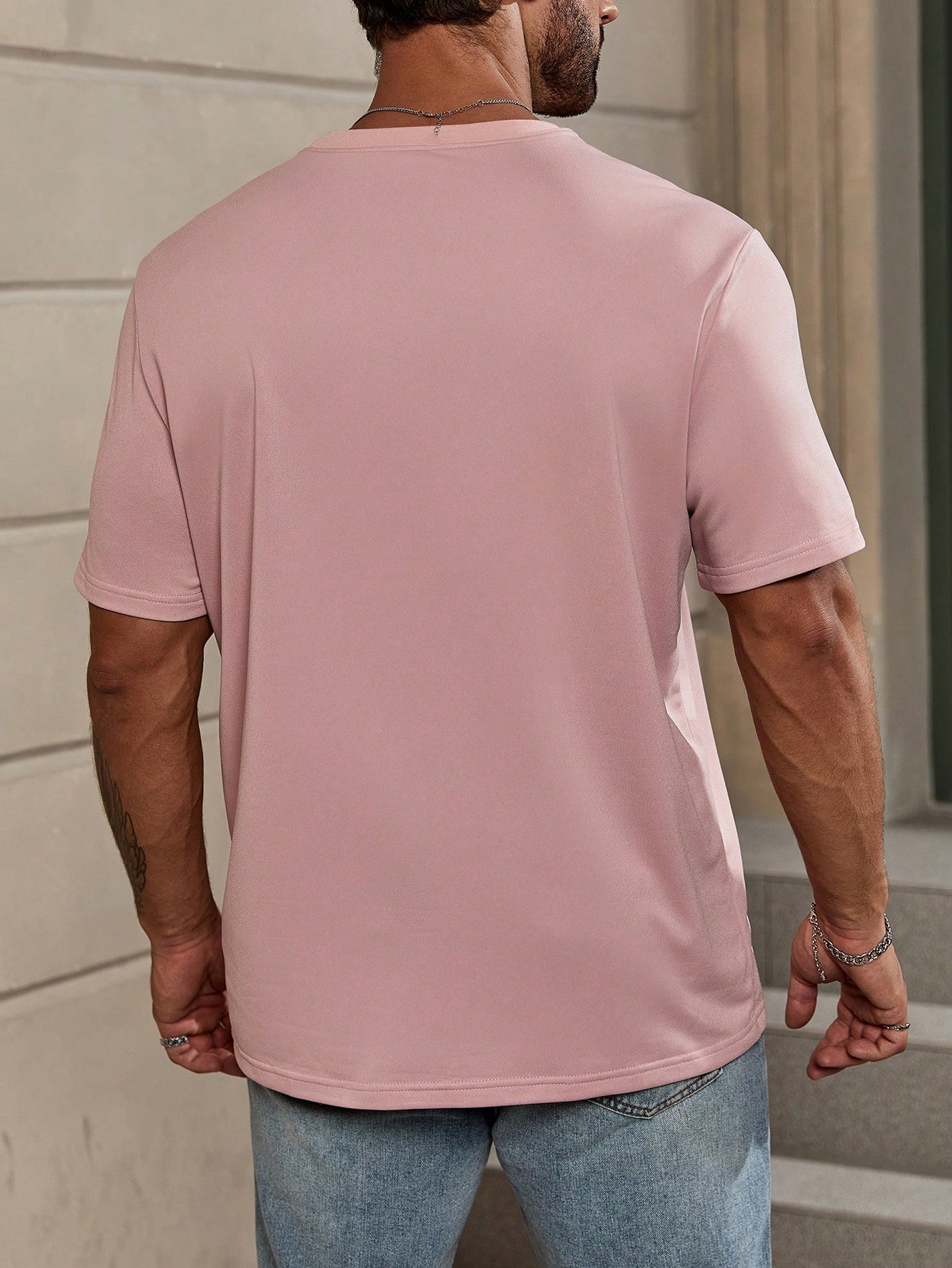 Men T-Shirts Fit Crew Neck Short Sleeve Basic Tee Casual Summer Polyester