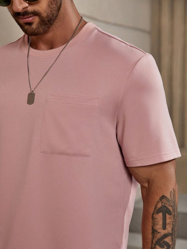 Men T-Shirts Fit Crew Neck Short Sleeve Basic Tee Casual Summer Polyester
