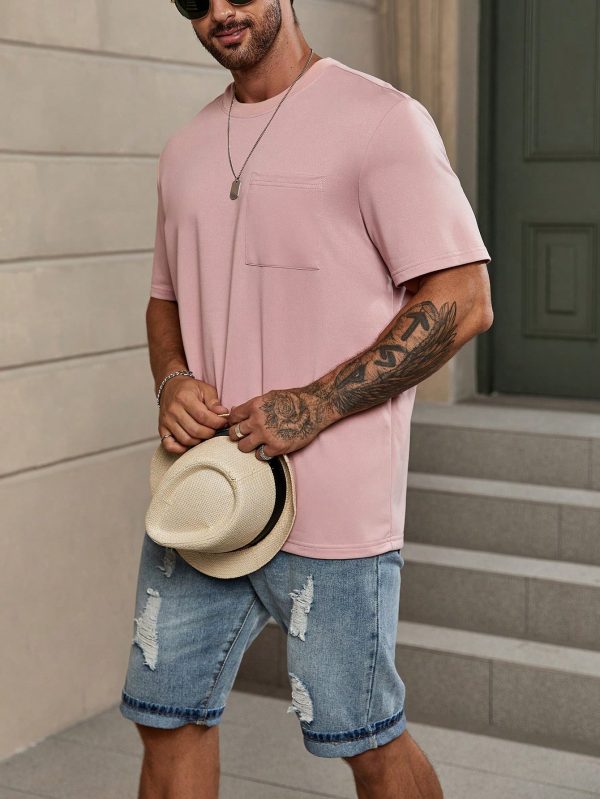 Men T-Shirts Fit Crew Neck Short Sleeve Basic Tee Casual Summer Polyester