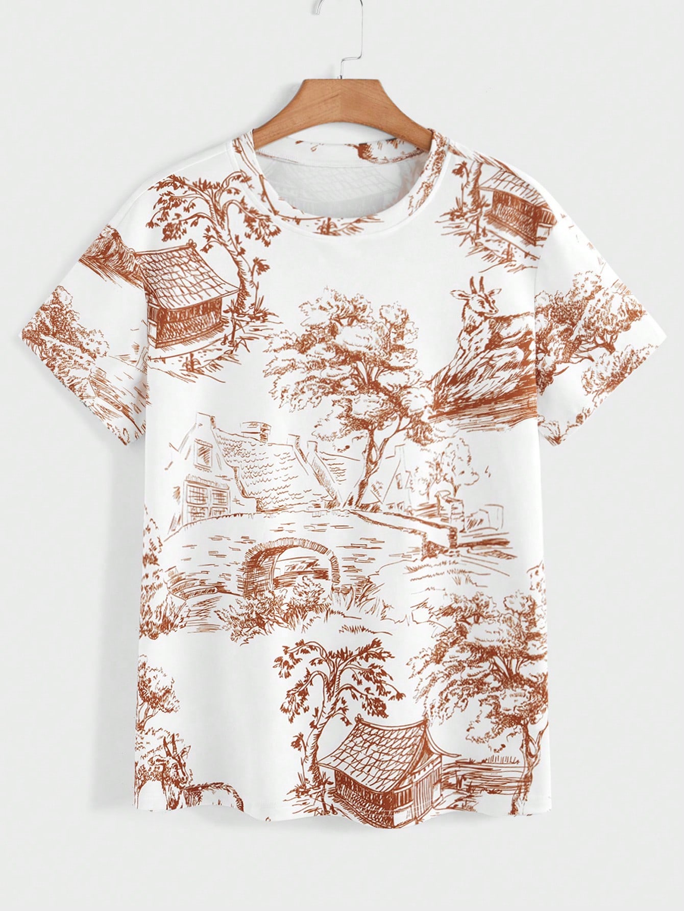 Casual Men 2pcs Set ?C Graphic Print Short Sleeve T-Shirt And Drawstring Waist Loose Pants