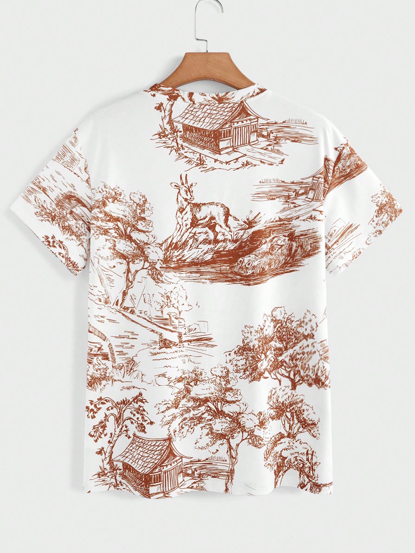 Casual Men 2pcs Set ?C Graphic Print Short Sleeve T-Shirt And Drawstring Waist Loose Pants