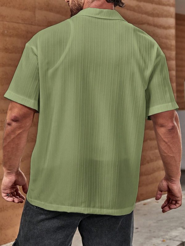 Loose Fit Men Solid Color Button-Up Shirt