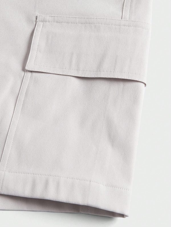 Men Flap Pocket Side Drawstring Waist Cargo Shorts Cool Plain Khaki Vacation Casual Couple Matching