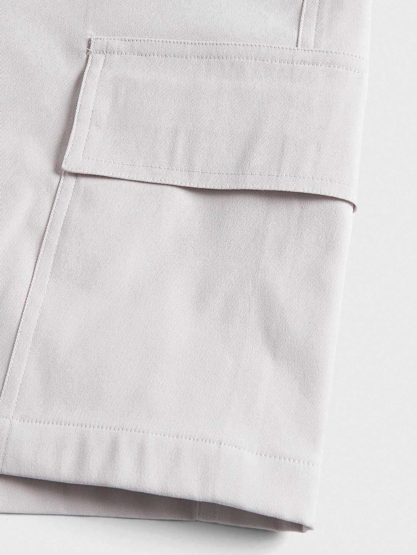 Men Flap Pocket Side Drawstring Waist Cargo Shorts Cool Plain Khaki Vacation Casual Couple Matching