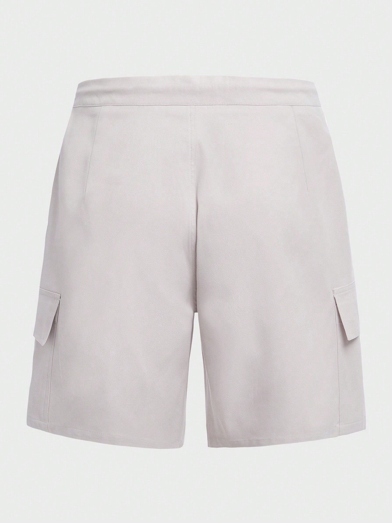 Men Flap Pocket Side Drawstring Waist Cargo Shorts Cool Plain Khaki Vacation Casual Couple Matching