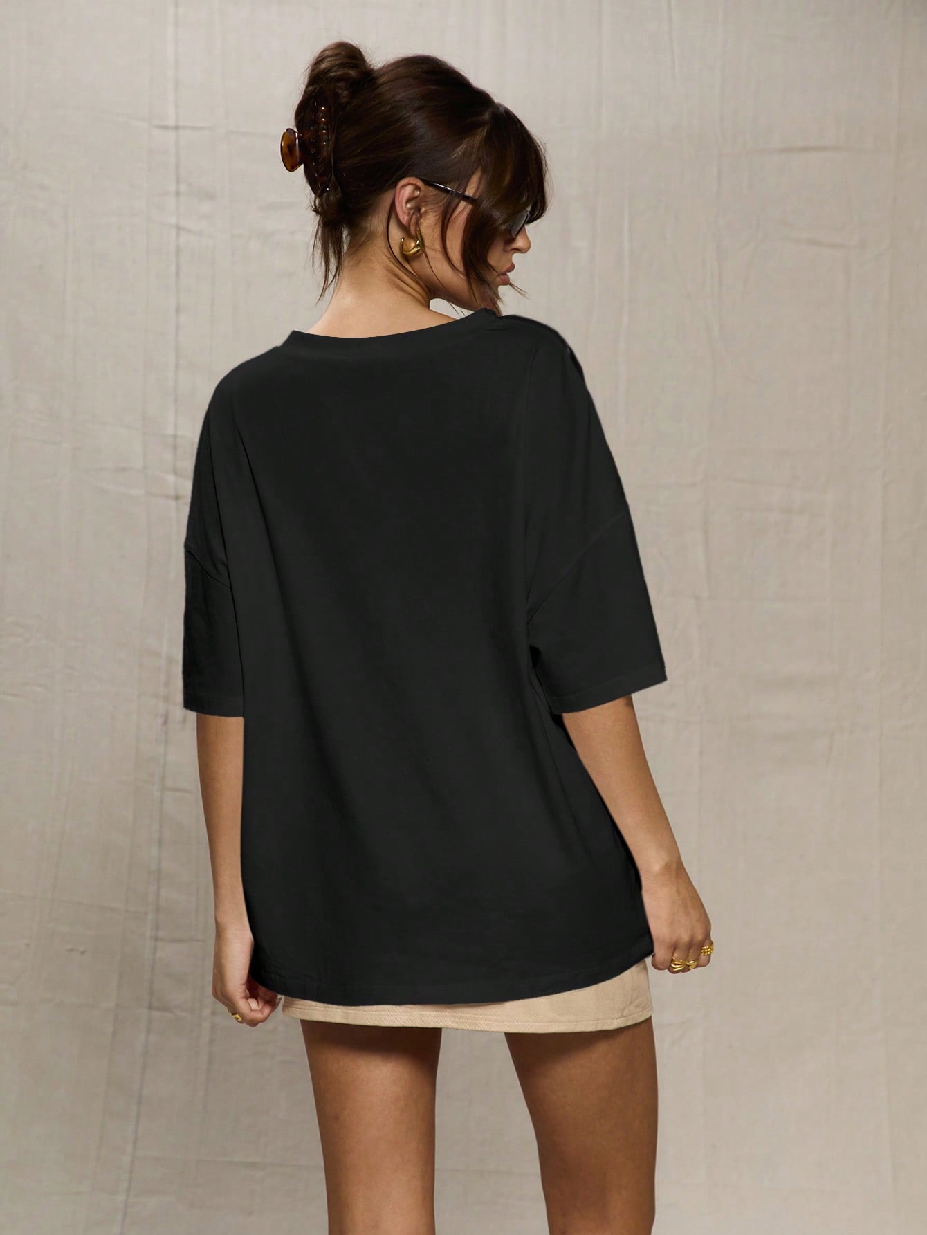 Sport Black Oversized Baseball T Shirt