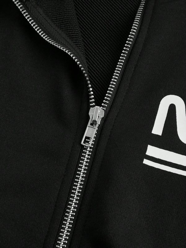 Men's Stand CollarLogo Color Block Casual Sweatshirt