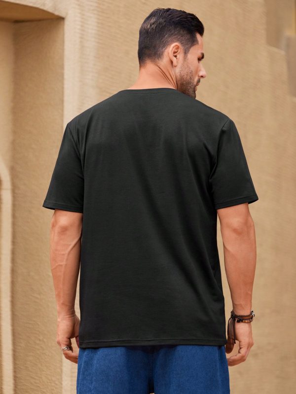 Men's Round Neck Letter Printed Casual Short Sleeve T-Shirt For Summer