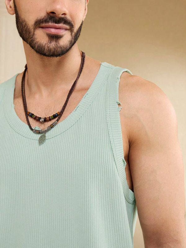 Men's Summer Solid Color Round Neck Casual Tank Top And Shorts Set