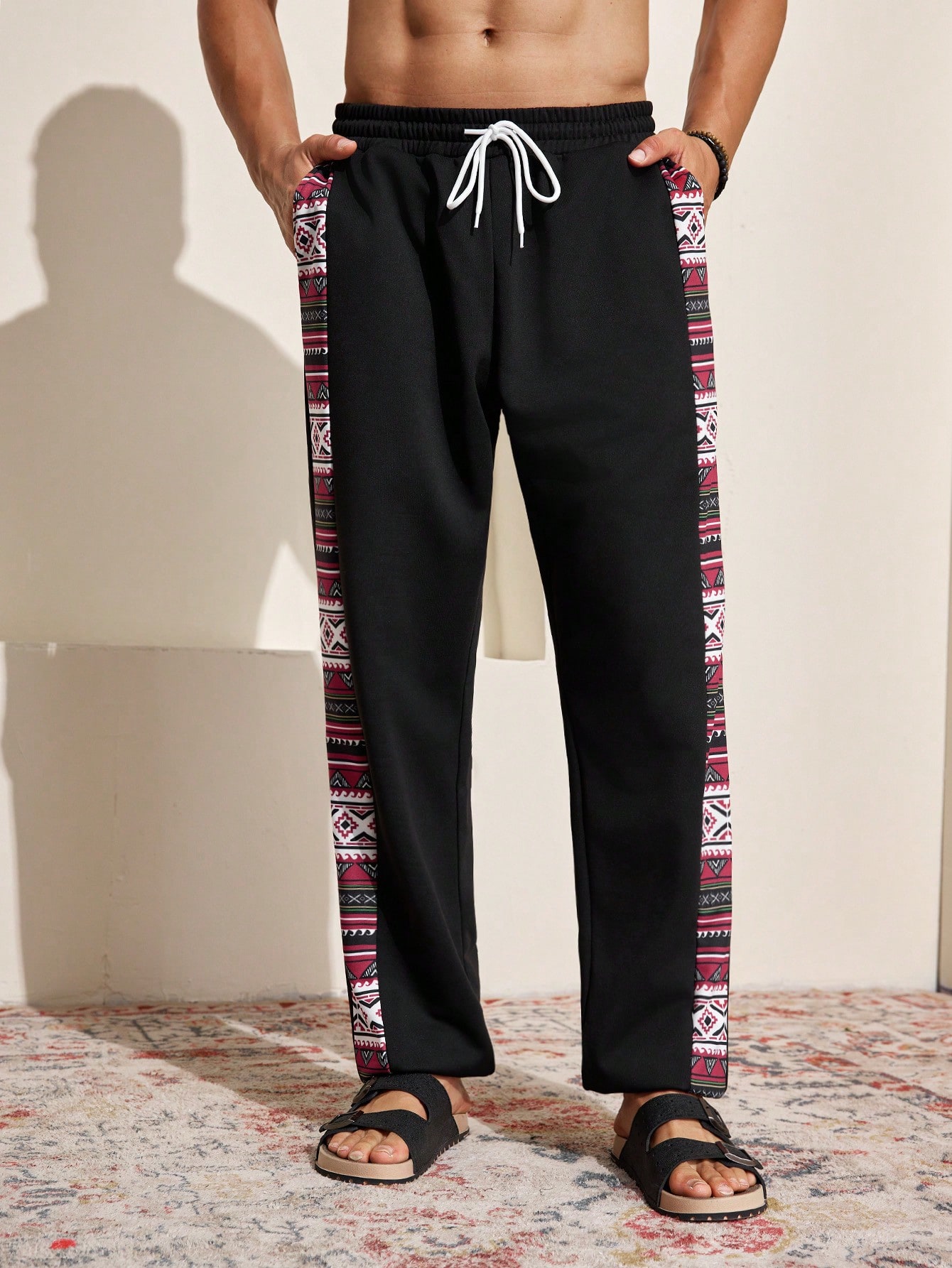 PatchworkDrawstring Long Pants
