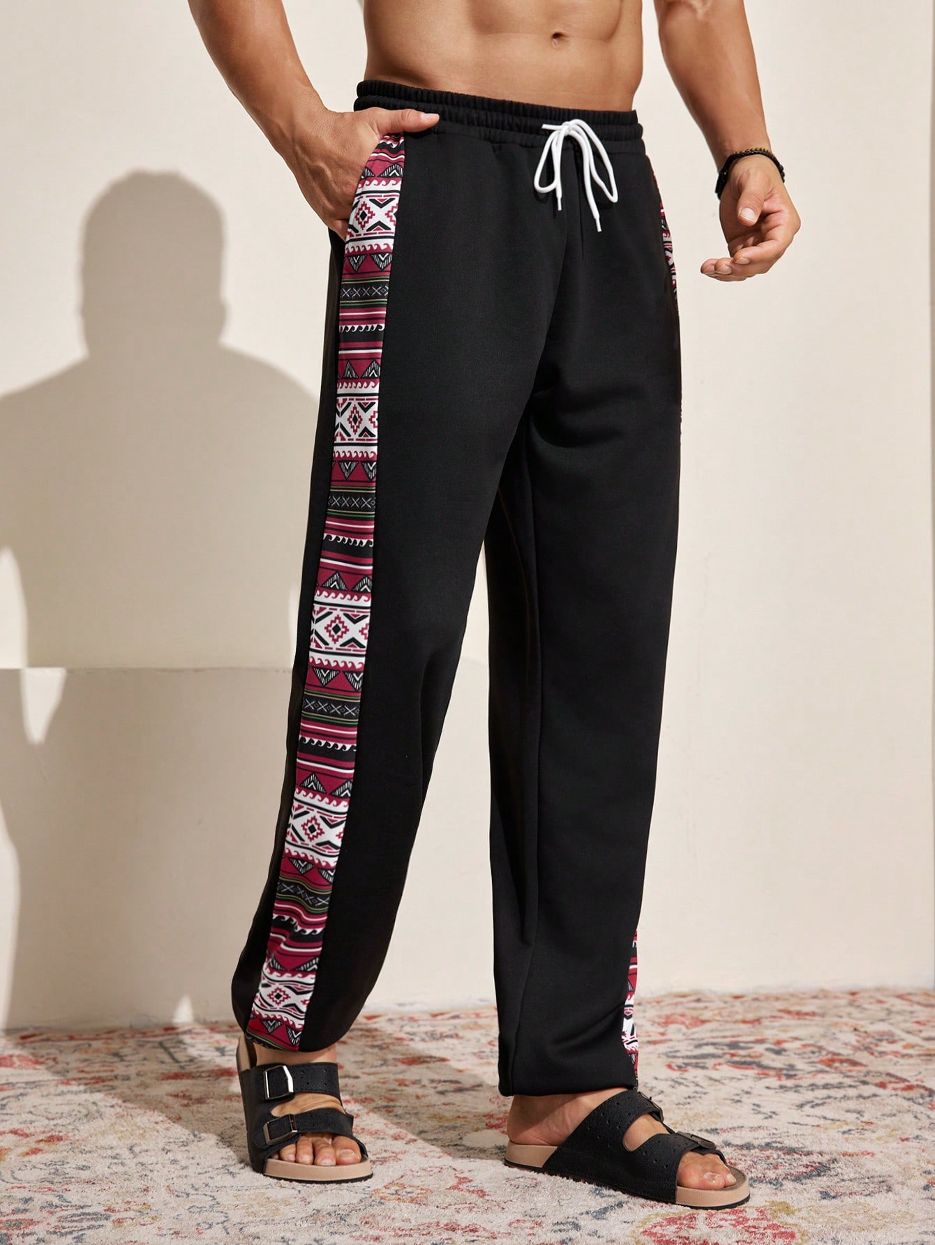 PatchworkDrawstring Long Pants