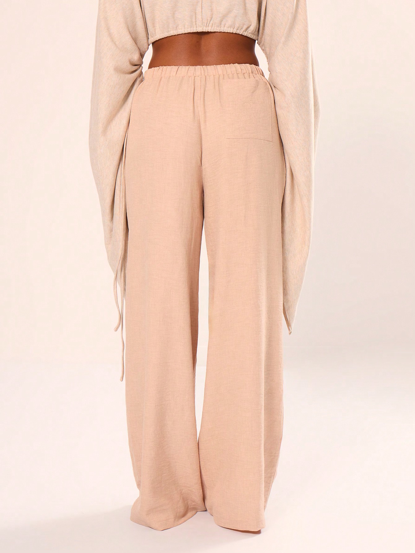 Holiday Textured Linen Feel Tie Waist Trouser