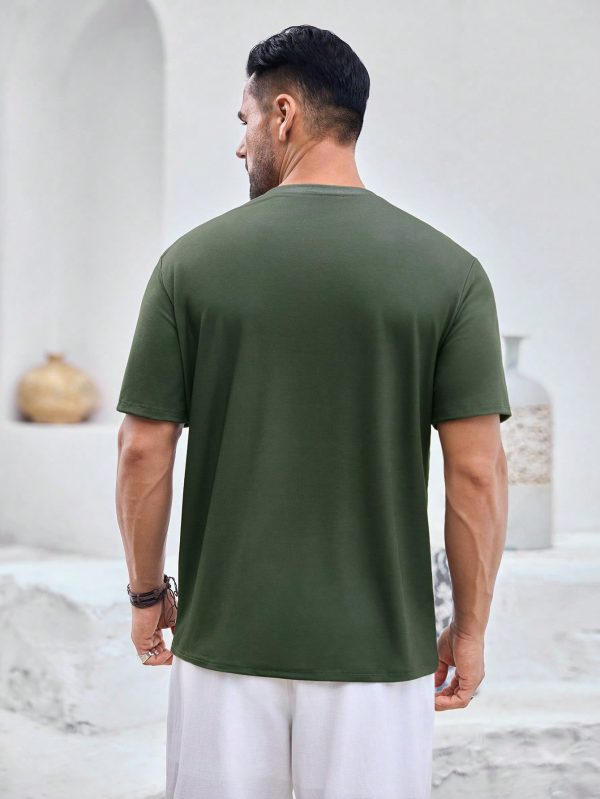 Men'sPrint Green Short Sleeve T-Shirt, Casual Daily