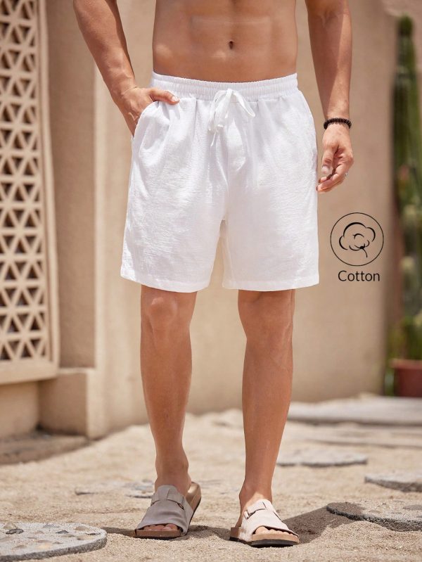 Men's Solid Color Casual Bermuda Shorts With Pockets
