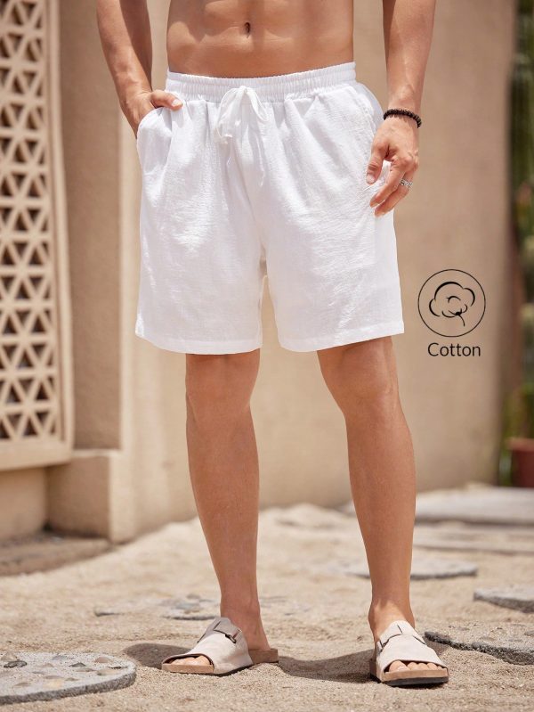 Men's Solid Color Casual Bermuda Shorts With Pockets
