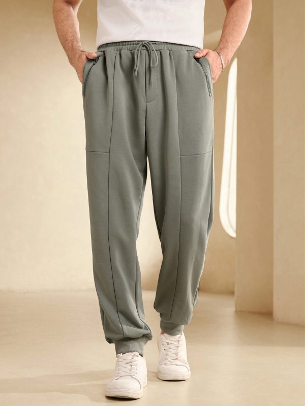 Men's Elastic Waist Solid Color Loose Fit Jogger Pants With Pockets