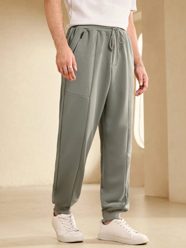 Men's Elastic Waist Solid Color Loose Fit Jogger Pants With Pockets