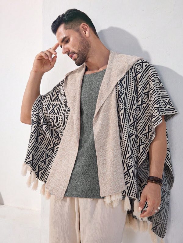 Men's Batwing Loose Knit Cardigan With Tassel, Casual Daily Wear