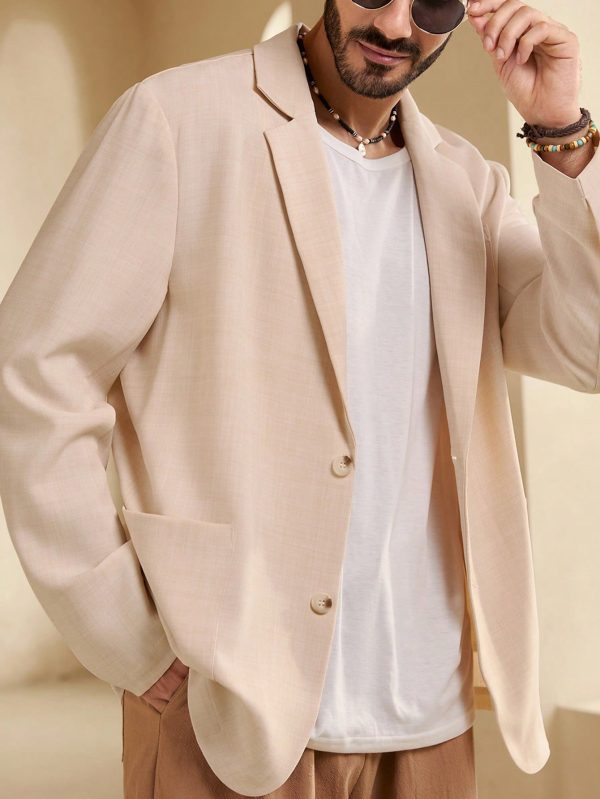 Men Solid Lapel Neck Blazer For Dailywear