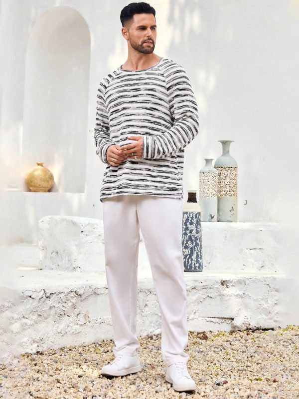 Men's Striped Knit Pullover Sweatshirt