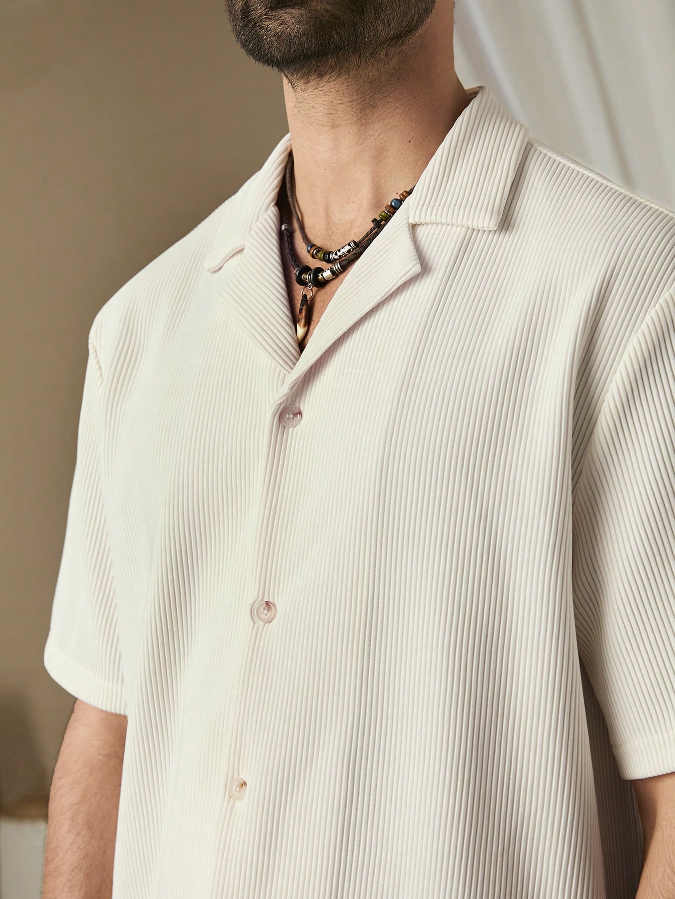 Men Simple Solid Color Short Sleeve Shirt And Shorts Set