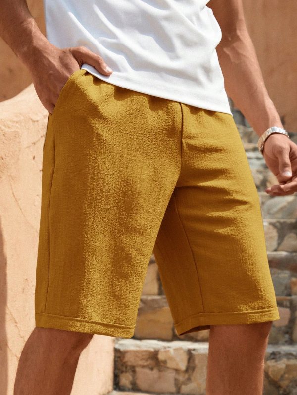 Solid Color Pocket Decor Casual Shorts, Summer