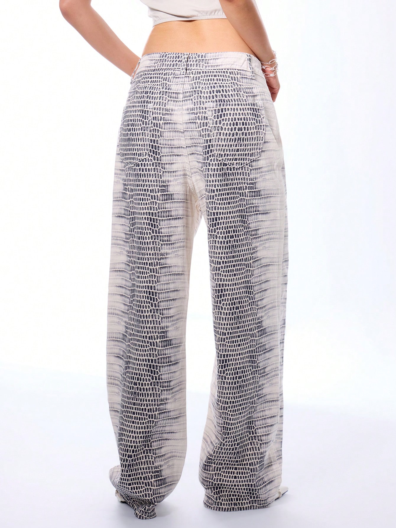 Straight Leg Snakeskin Low Rise Trousers