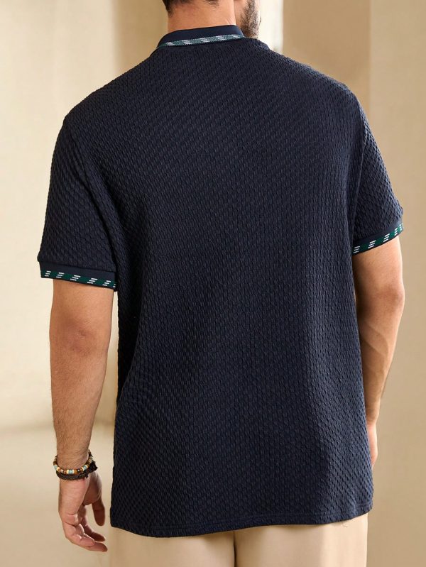 Men's Summer Plaid Patchwork Short Sleeve Casual Business Polo Shirt