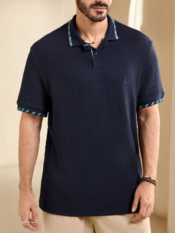 Men's Summer Plaid Patchwork Short Sleeve Casual Business Polo Shirt