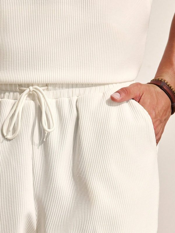 Men's Summer Casual Solid Color Polo Shirt And Shorts Set