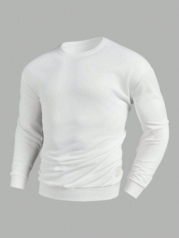 Men's Casual Drop Shoulder White Sweatshirt, Spring/Autumn
