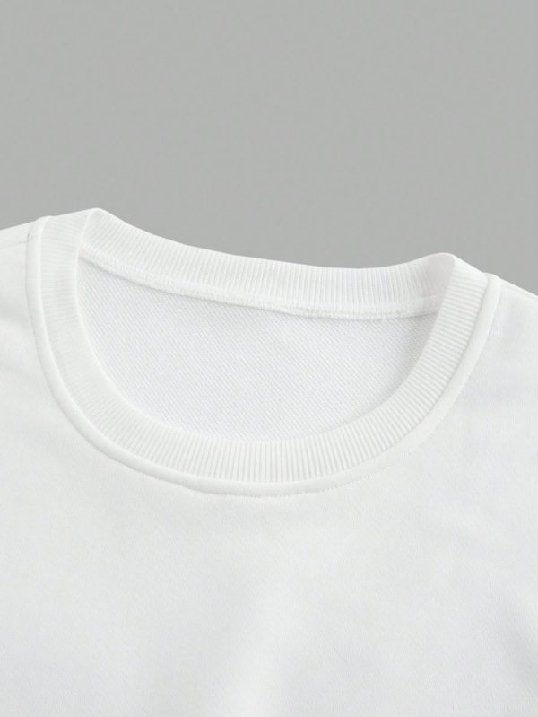 Men's Casual Drop Shoulder White Sweatshirt, Spring/Autumn