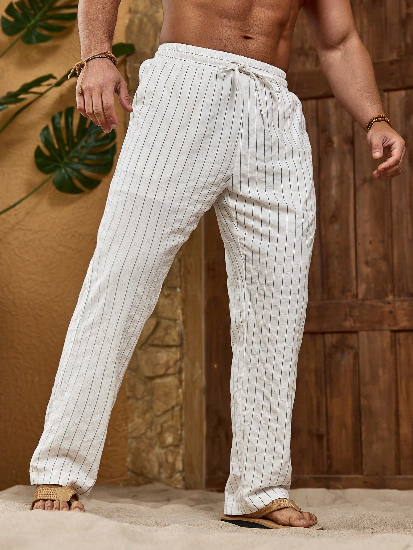 Relaxed Striped Linen Trousers