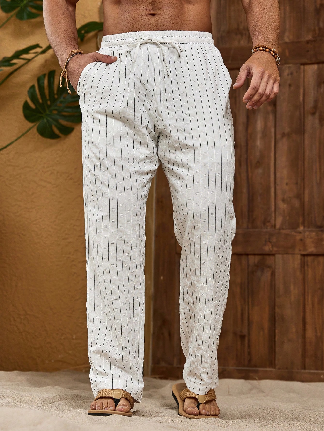 Relaxed Striped Linen Trousers
