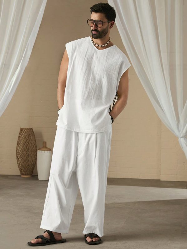 Men Plain Sleeveless Strap Everyday Tank Top For Spring/Summer