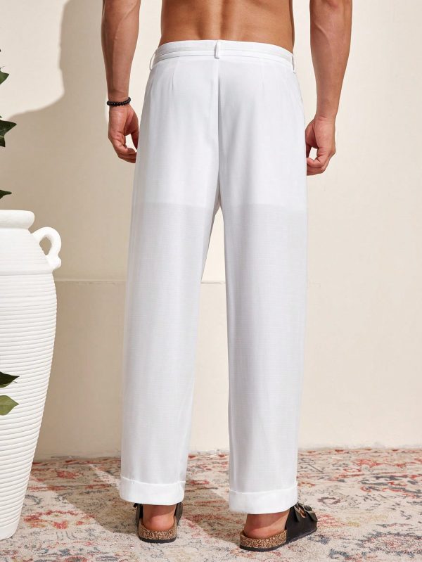 Men's Plain Simple Daily Casual Trousers, Dress Pants