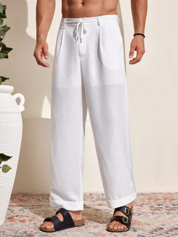 Men's Plain Simple Daily Casual Trousers, Dress Pants