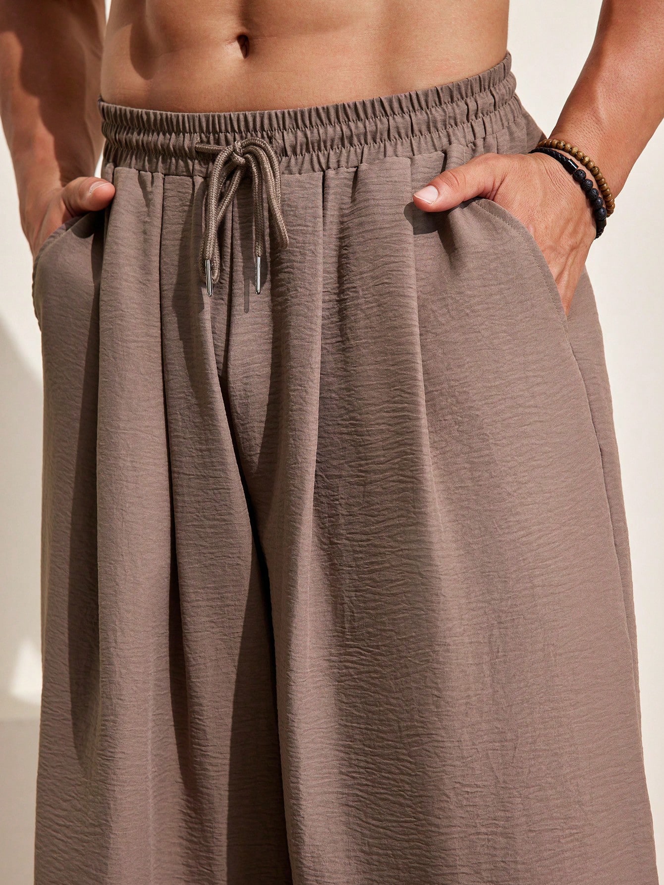 Men Drawstring Waist Wide Leg Pants For Dailywear