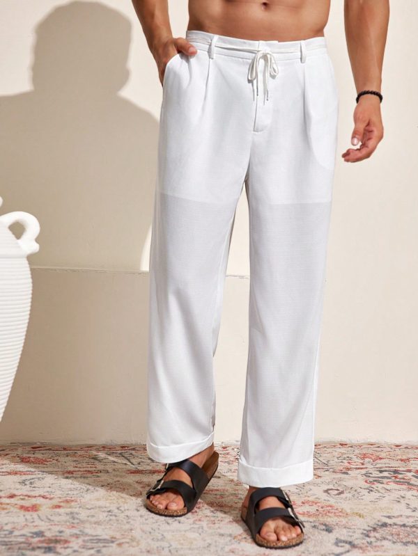 Men's Plain Simple Daily Casual Trousers, Dress Pants
