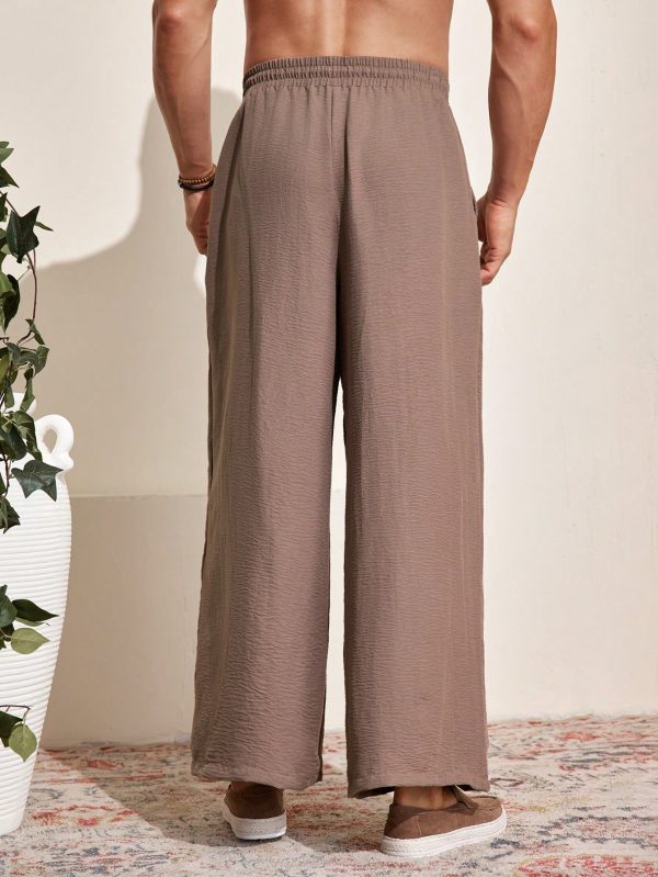 Men Drawstring Waist Wide Leg Pants For Dailywear