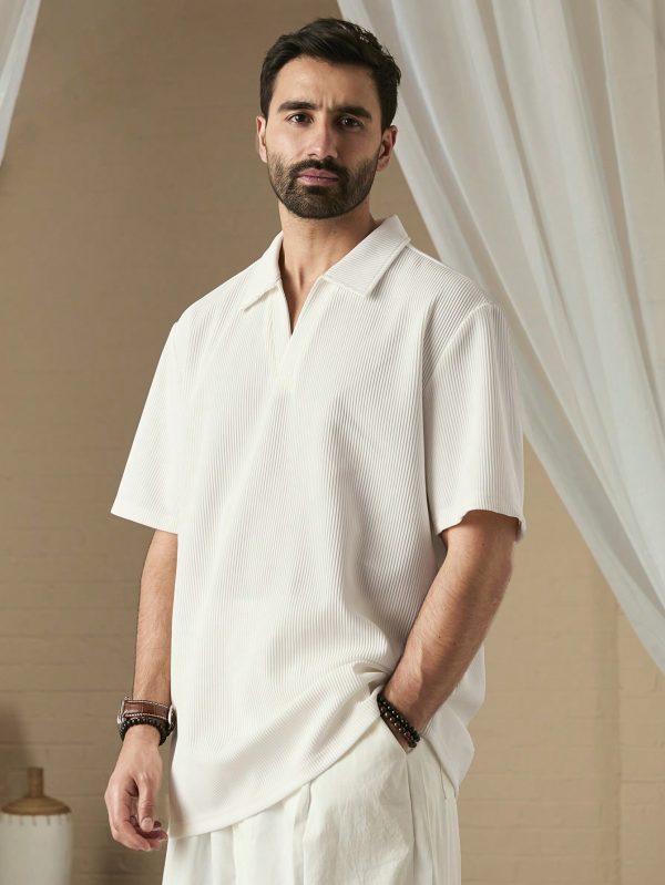 Men Solid Color Casual Short Sleeve Polo Shirt For Spring/Summer
