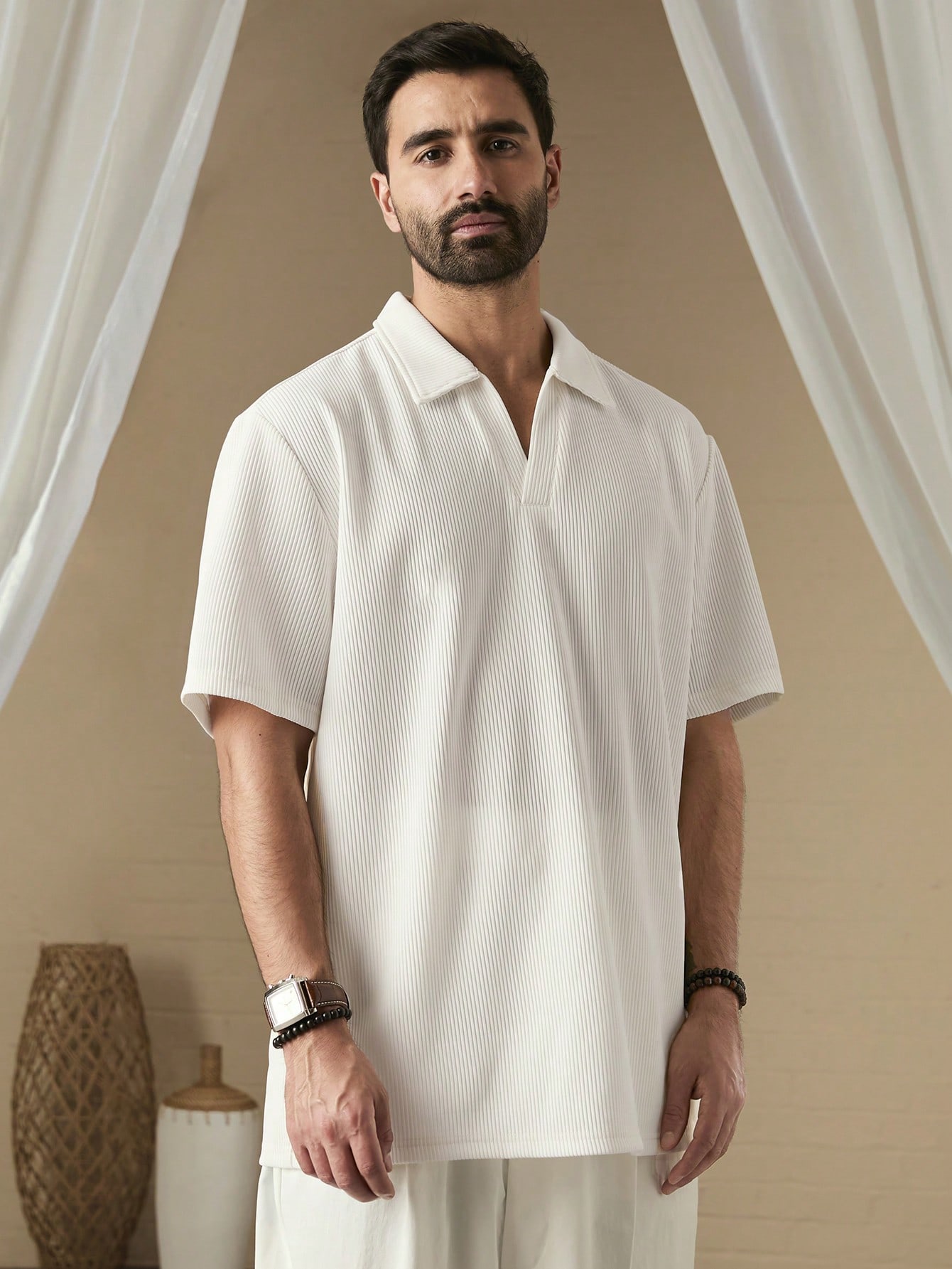 Men Solid Color Casual Short Sleeve Polo Shirt For Spring/Summer