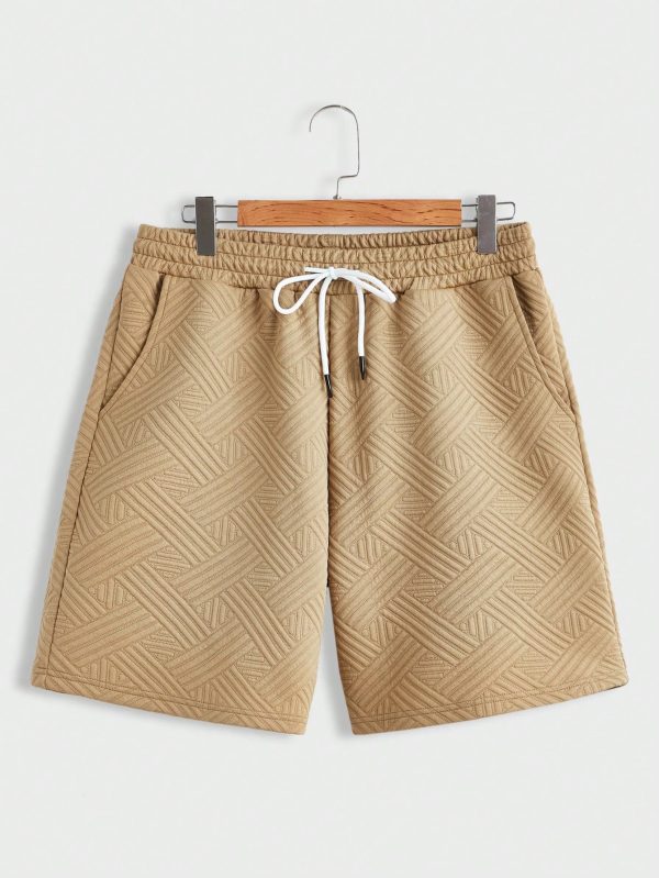 Men Solid Color Round Neck Short-Sleeved T-Shirt And Drawstring Pocket Shorts Set