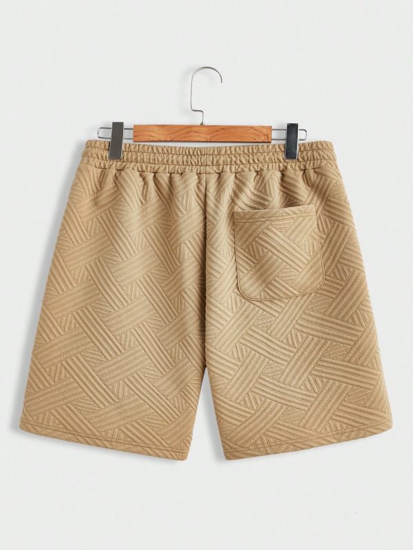 Men Solid Color Round Neck Short-Sleeved T-Shirt And Drawstring Pocket Shorts Set
