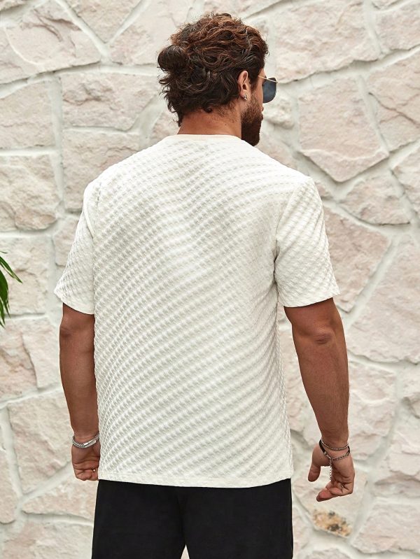 Men's Solid Color Texture Round Neck Casual T-Shirt