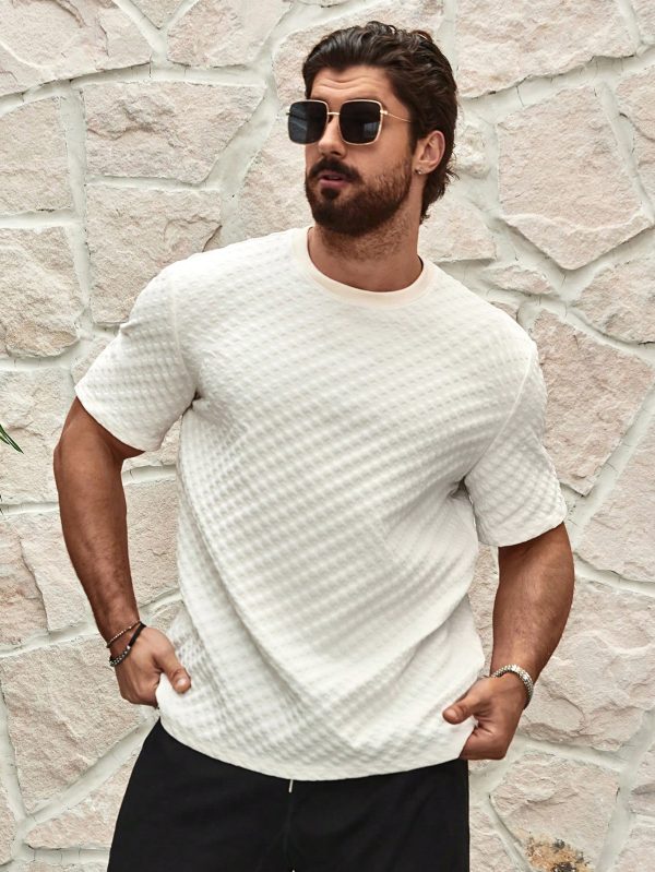 Men's Solid Color Texture Round Neck Casual T-Shirt