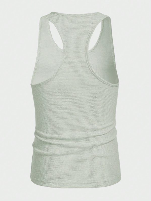 Men Woven Sleeveless Tank Top In Vacation Style