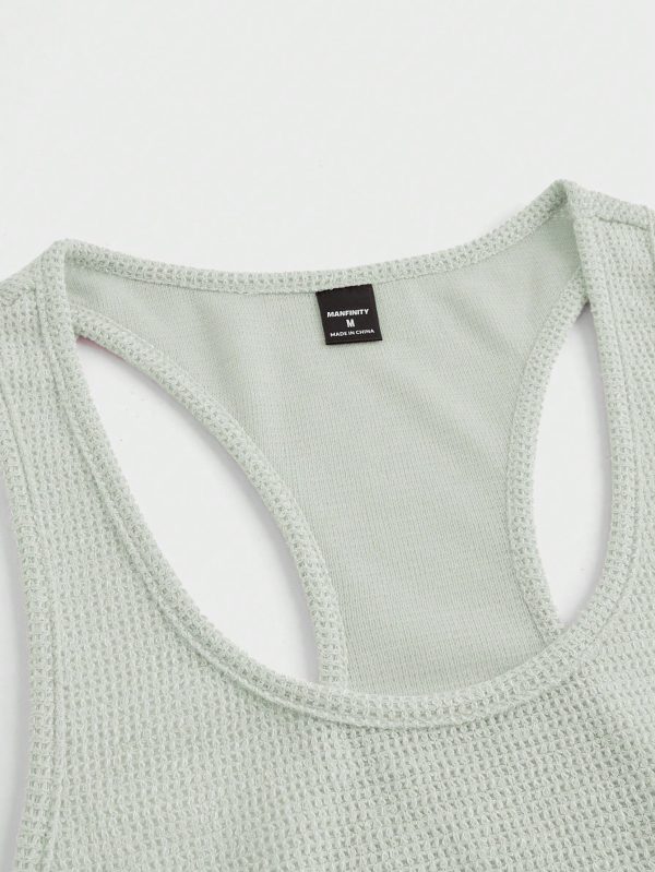 Men Woven Sleeveless Tank Top In Vacation Style